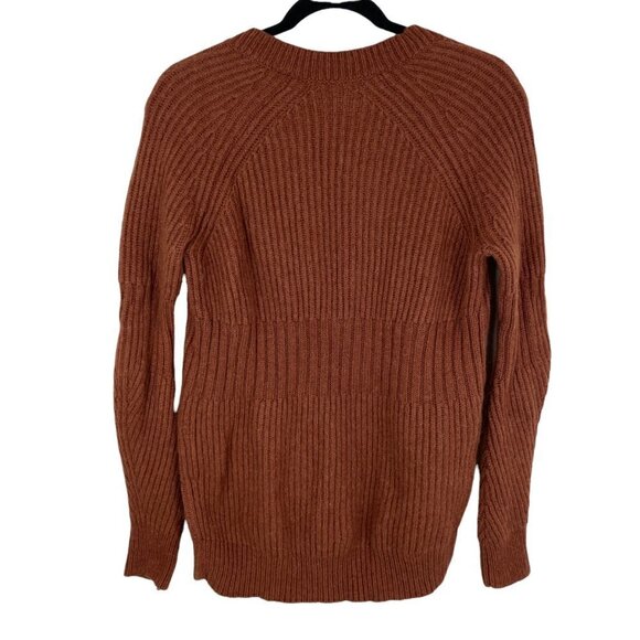 AllSaints Riva Jumper Wool Alpaca Pullover Sweater in Rust Chunky Knit V-Neck M - Picture 8 of 10